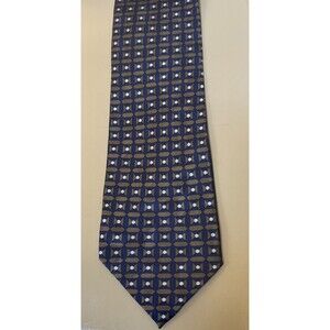 Tom James Tie Navy Blue Gold Executive Collection Mens Silk Handmade USA Necktie